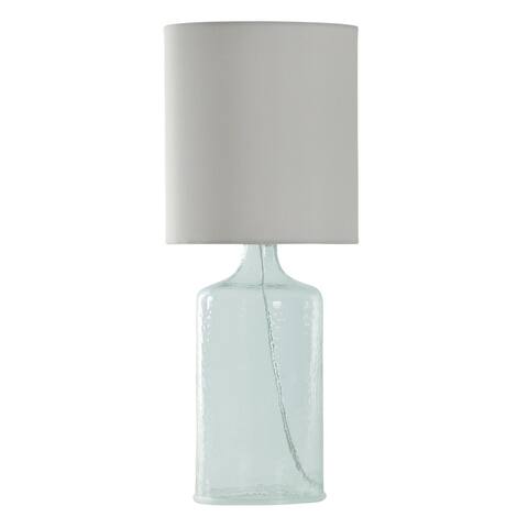 StyleCraft Clear Table Lamp - White Hardback Fabric Shade