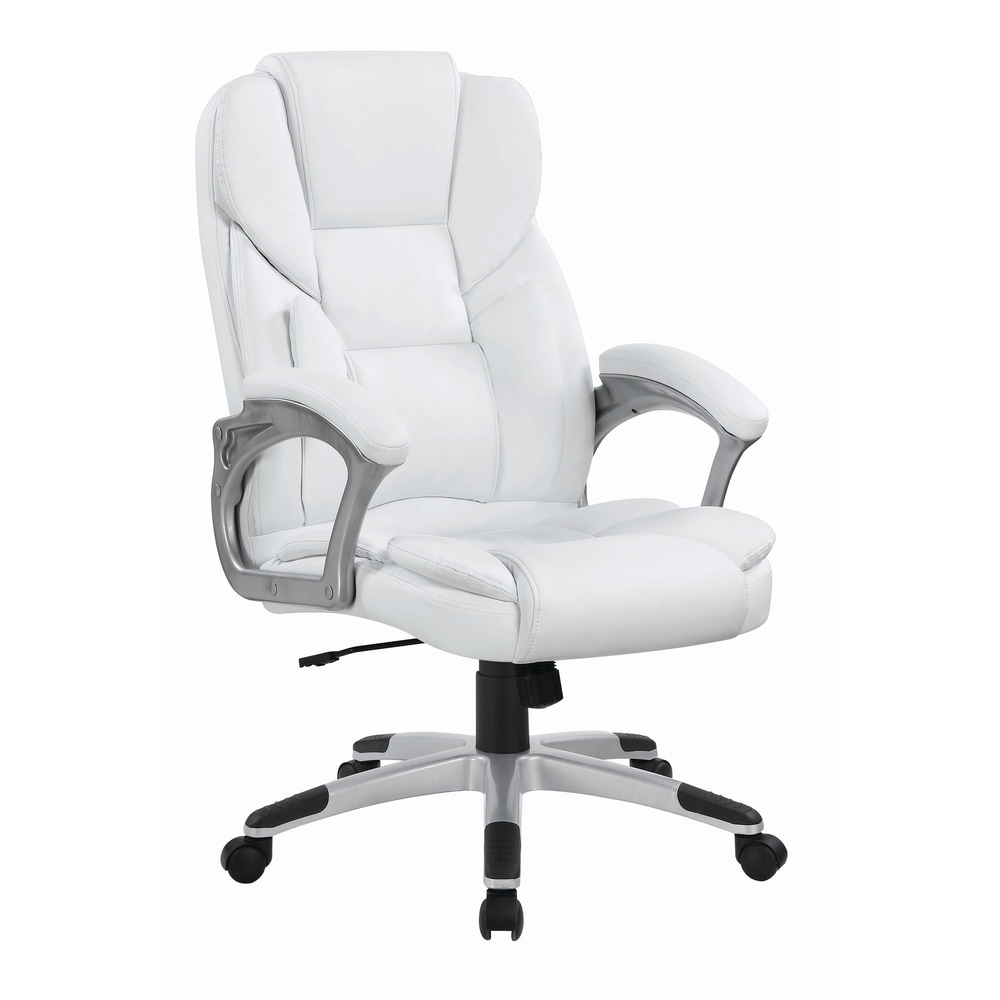 Studio 55D Lealand White and Chrome Low Back Desk Chair