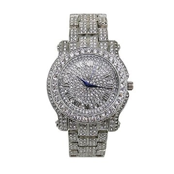 mens silver iced out watch