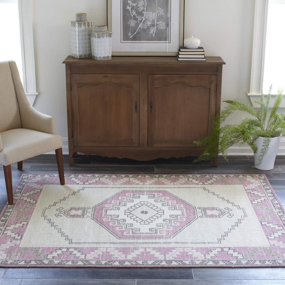 Momeni Anatolia Wool and Nylon Traditional Medallion Area Rug.