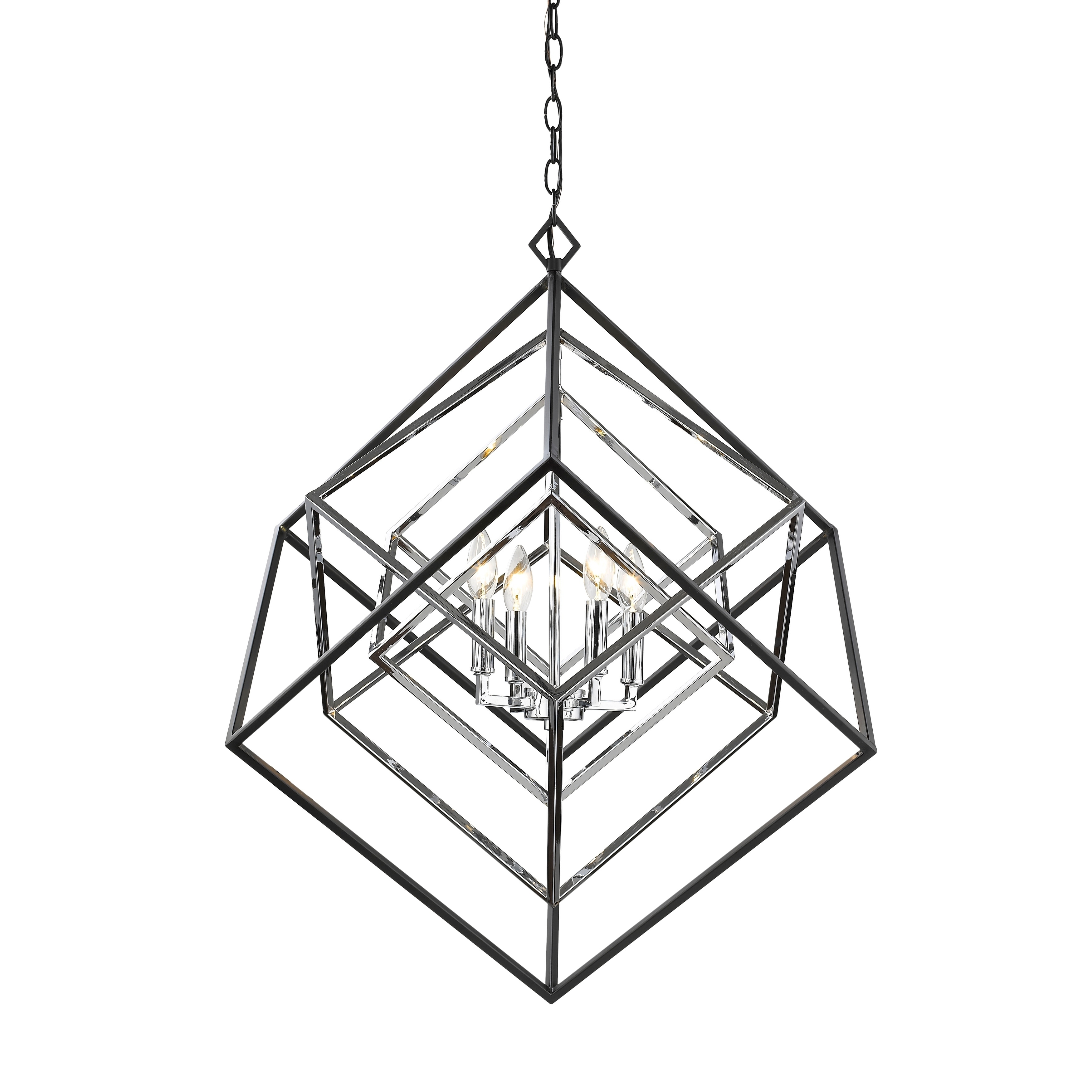 Avery Home Lighting Euclid 4-light Chandelier (Black/Chrome - Chrome) - Chandeliers For Bedrooms by Overstock.com