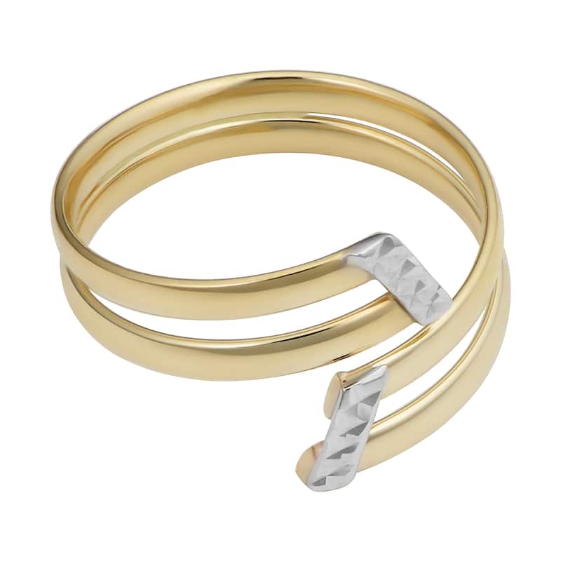 Fremada Italian 14k Two-Tone Gold 12 millimeter Double Bypass Ring