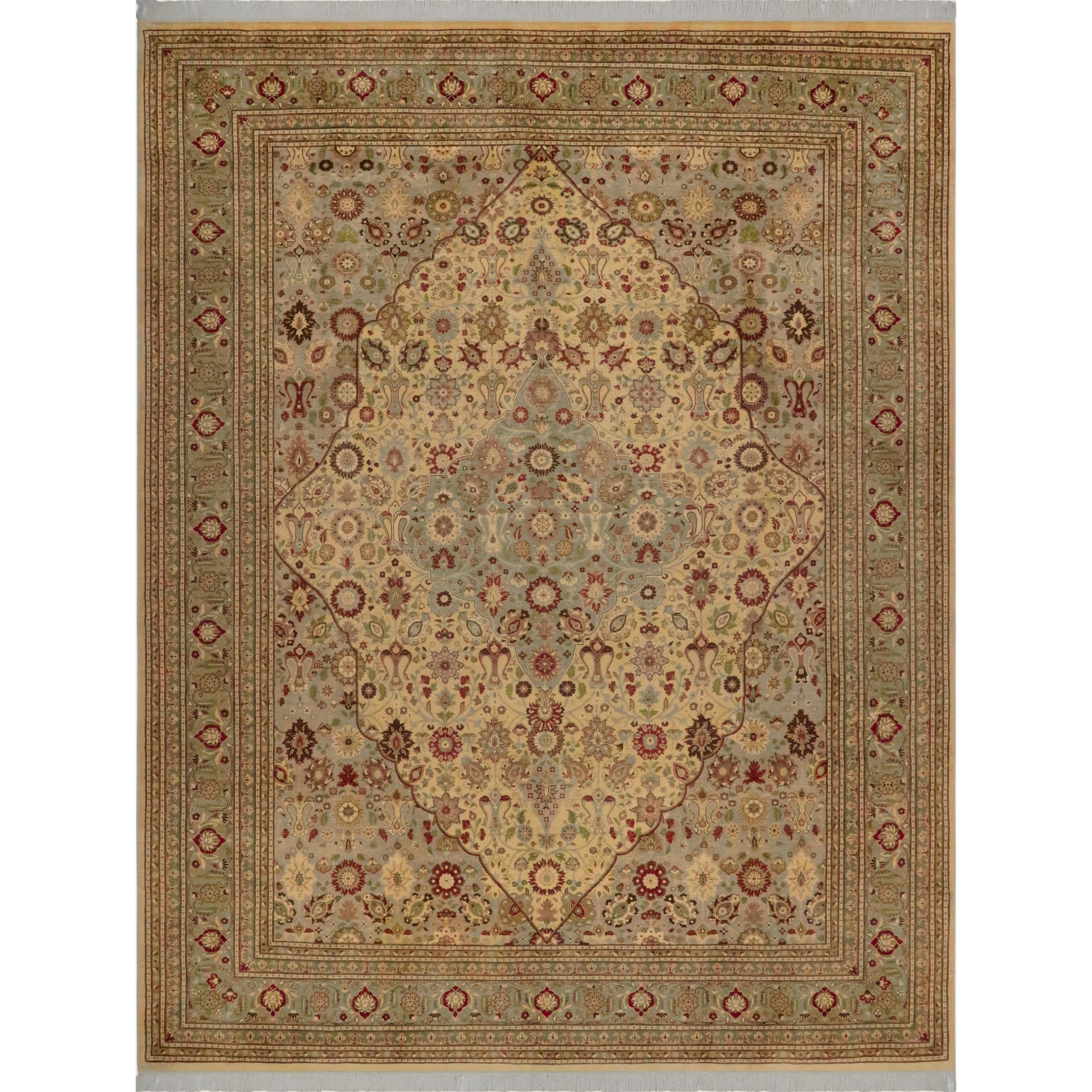 Tabriz Pak Persian Carmel Lt Gold Green Wool Rug 9 3 X 12 1