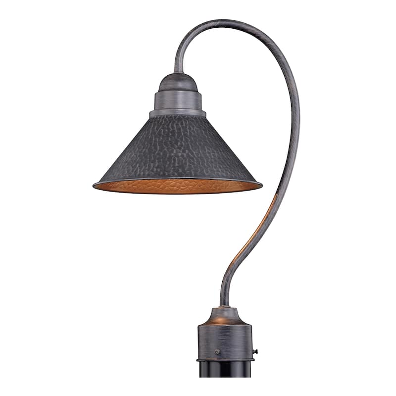 Outland Black Farmhouse Outdoor Dome Barn Post Light - 10-in W x 20-in H x 12.25-in D