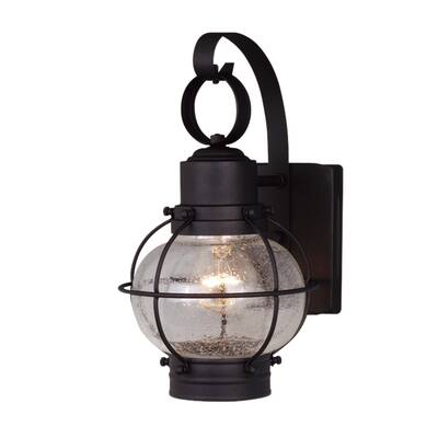 Chatham 1-light Black Coastal Outdoor Wall Lantern w/ Clear Glass - 6.5-in W x 12-in H x 7.25-in D