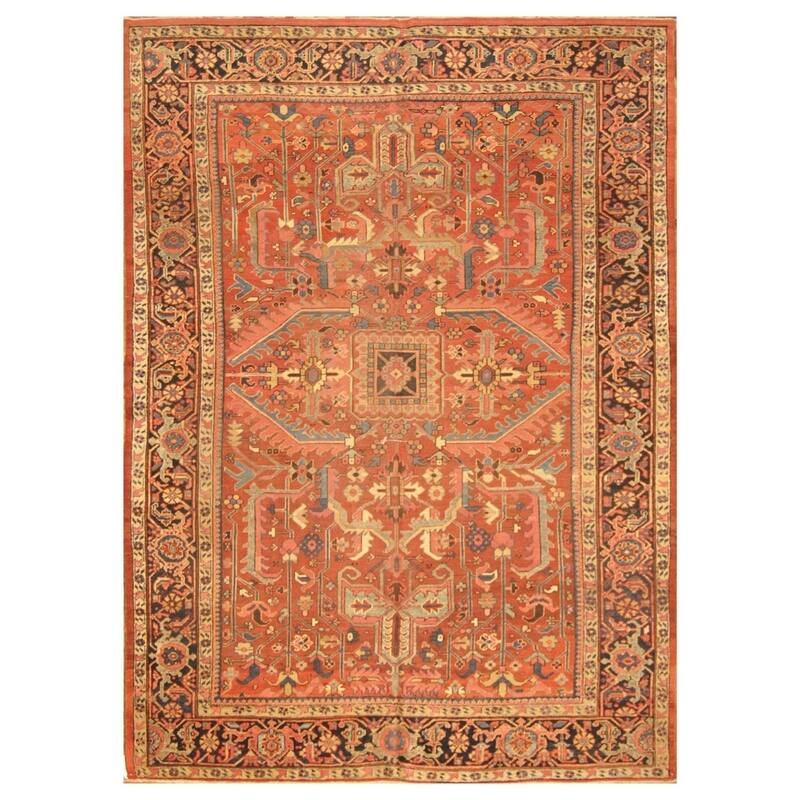 Handmade One-of-a-Kind Antique 1880s Heriz Wool Rug (Iran) - 8'9 x 11'8