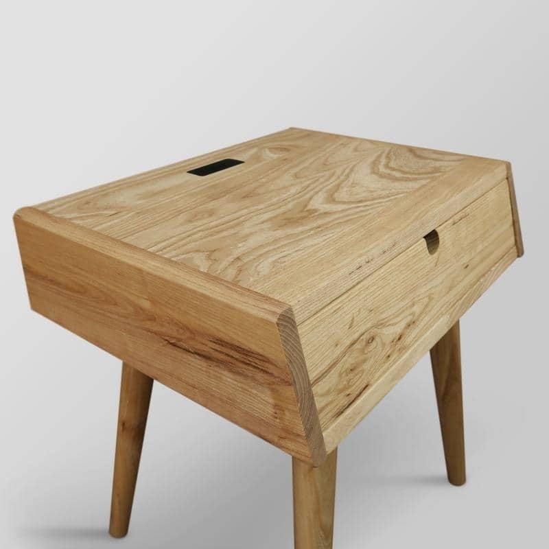 Freedom Nightstand/End Table with USB Ports Made of Solid American Oak