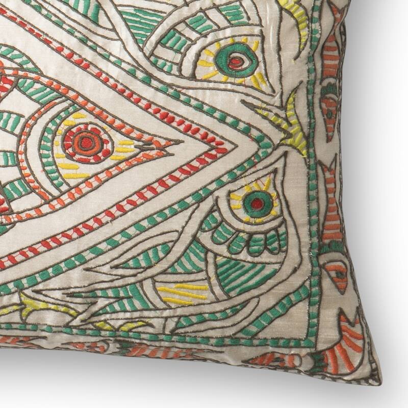 Embroidered Green/ Multi Fish 13 x 21 Throw Pillow or Pillow Cover
