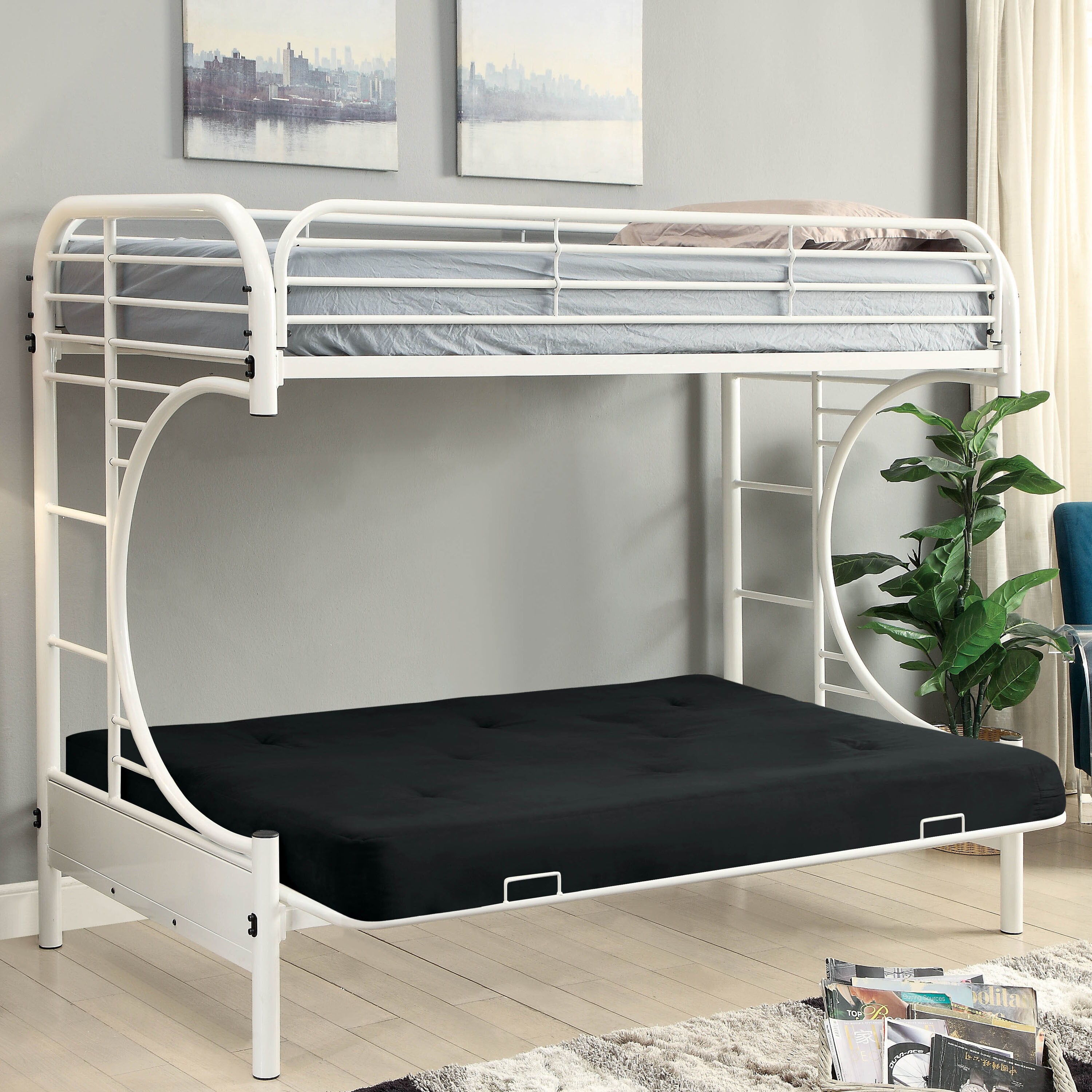 white futon bunk bed