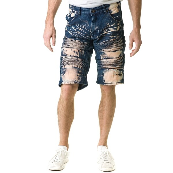 denim moto shorts