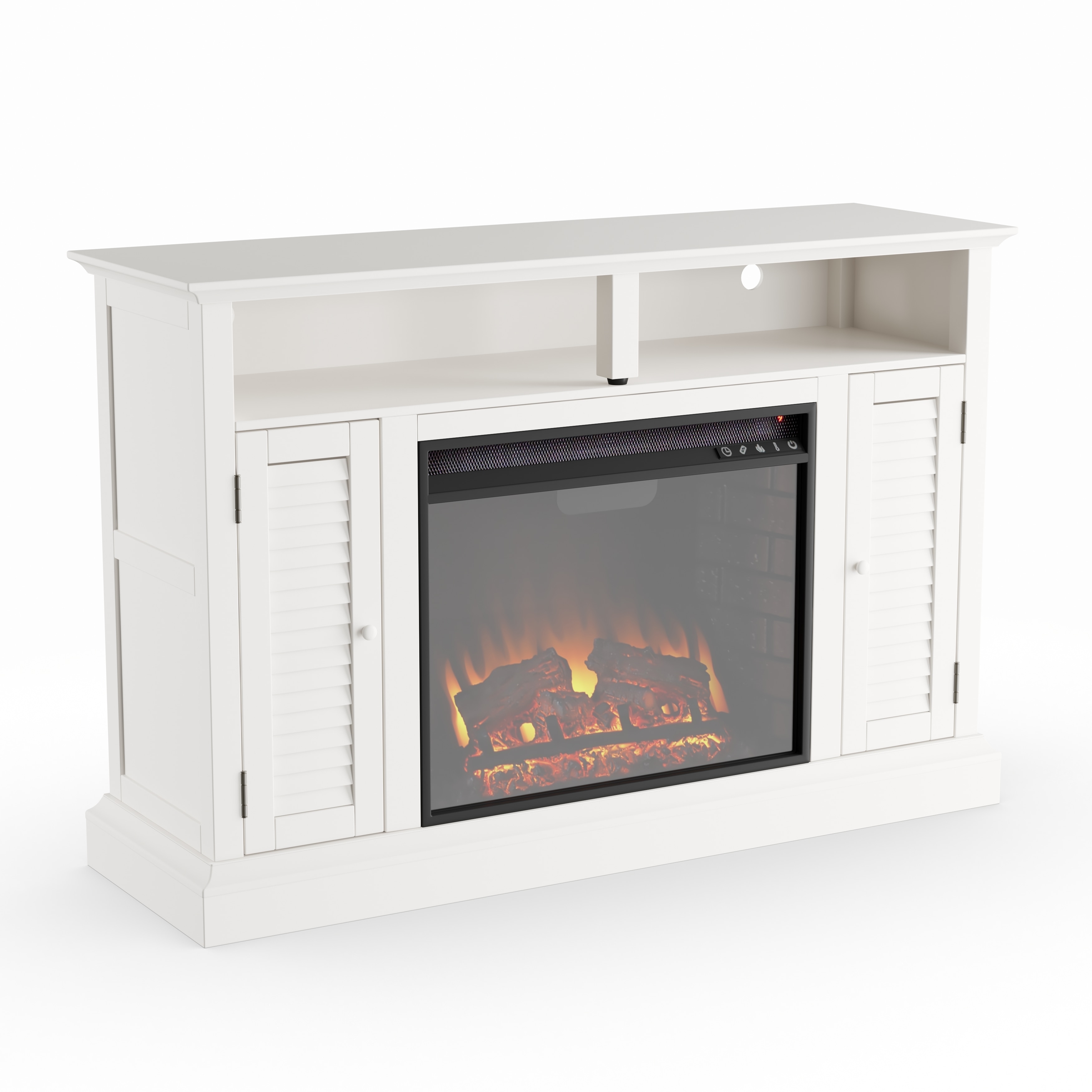 Shop Copper Grove Arendsee White Electric Fireplace Media Console