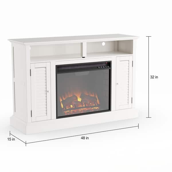 Shop Copper Grove Arendsee White Electric Fireplace Media Console