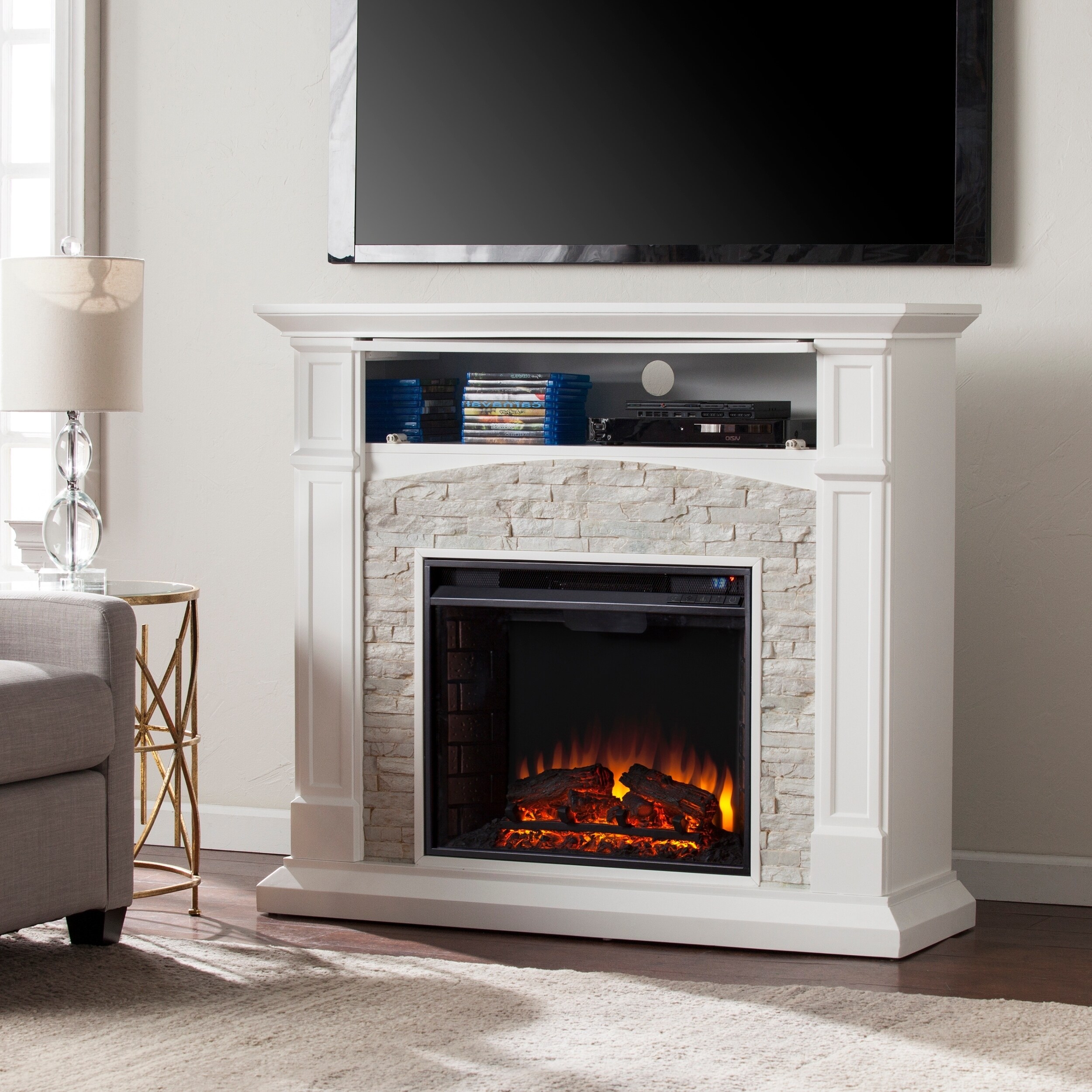 Shop Copper Grove Helliwell White Faux Stone Electric Media
