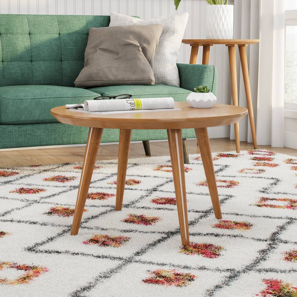 Carson Carrington Olgod Mid-century Cherry Round Coffee Table