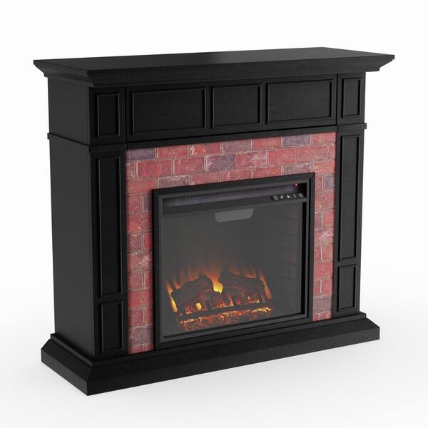 Shop Copper Grove Ivy Black And Red Faux Brick Electric Media