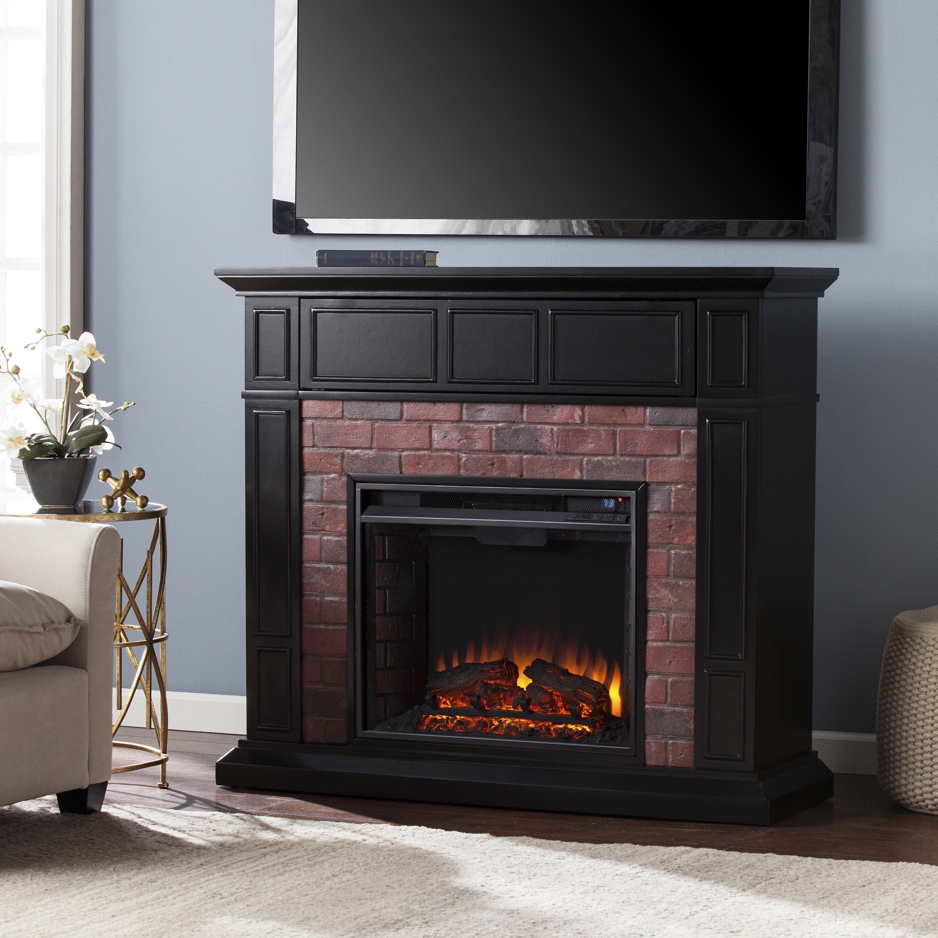 Shop Copper Grove Ivy Black And Red Faux Brick Electric Media
