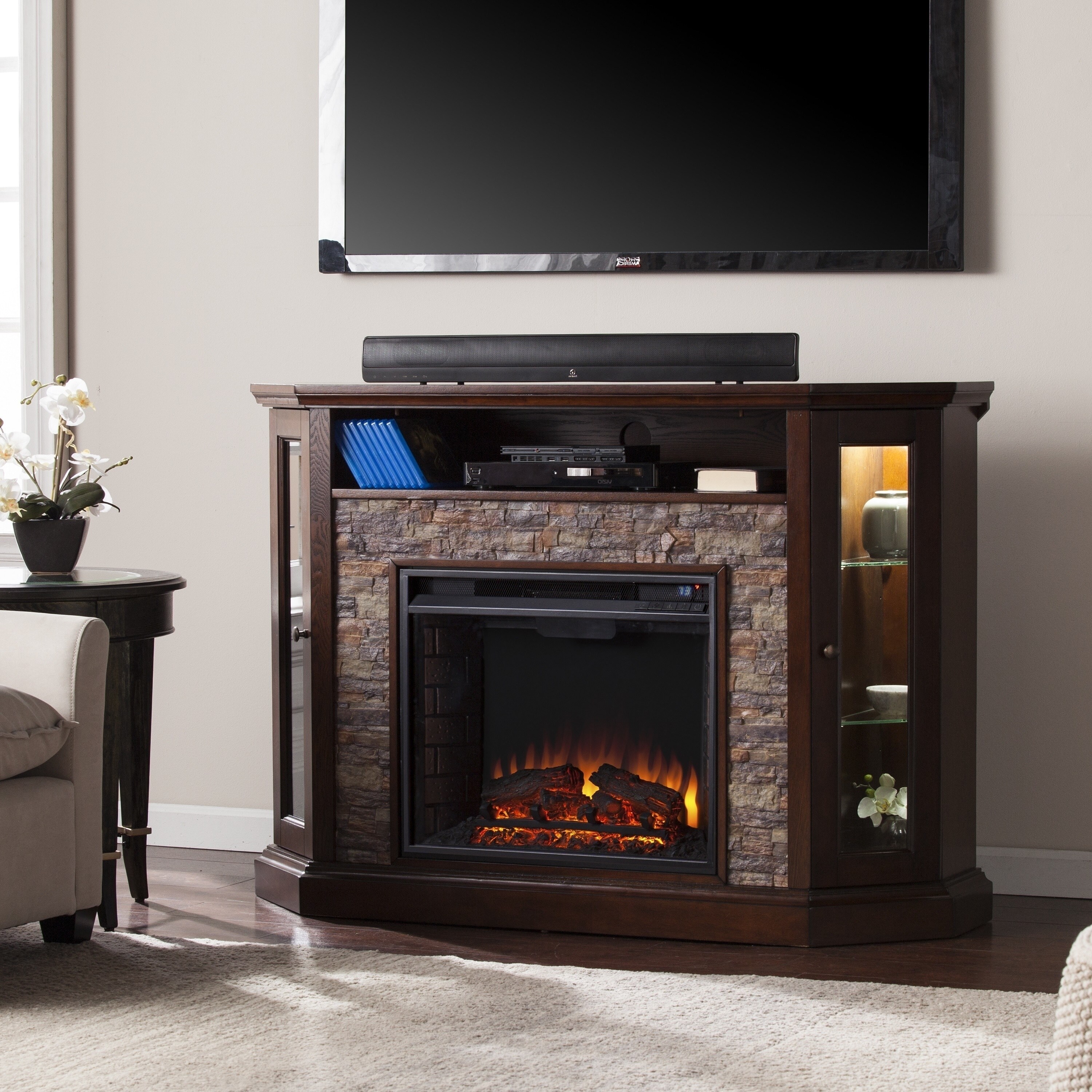 Shop Copper Grove Hermon Faux Stone Corner Convertible Electric