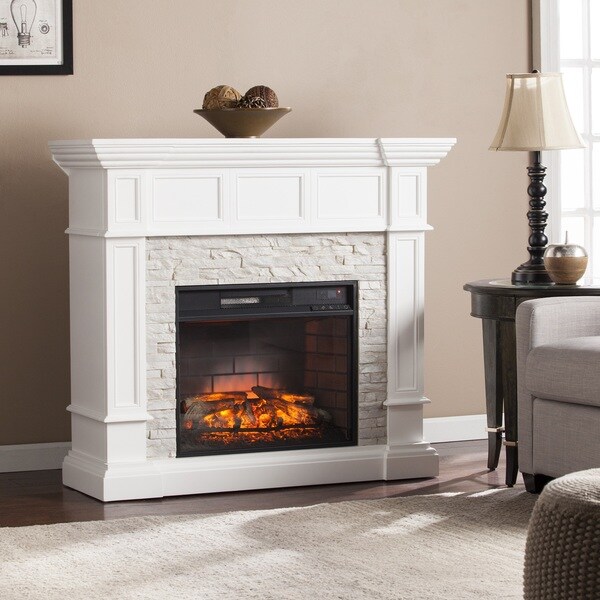 Shop Copper Grove Helianthus White Faux Stone Corner Convertible