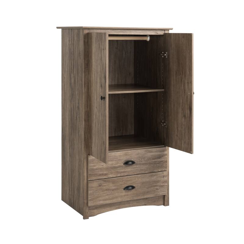 Porch & Den Commerce Black 2-drawer Armoire - 31.5" W x 58.75" H x 22" D