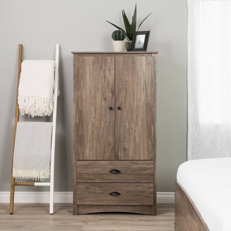 Porch & Den Commerce Black 2-drawer Armoire - 31.5" W x 58.75" H x 22" D
