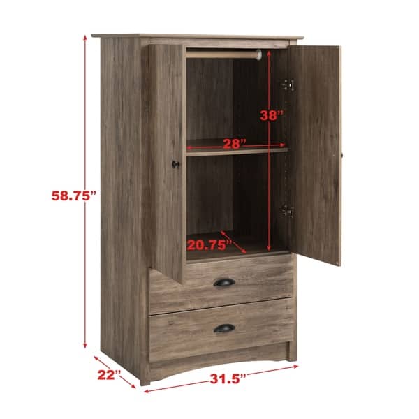 Porch & Den Commerce Black 2-drawer Armoire - 31.5" W x 58.75" H x 22" D