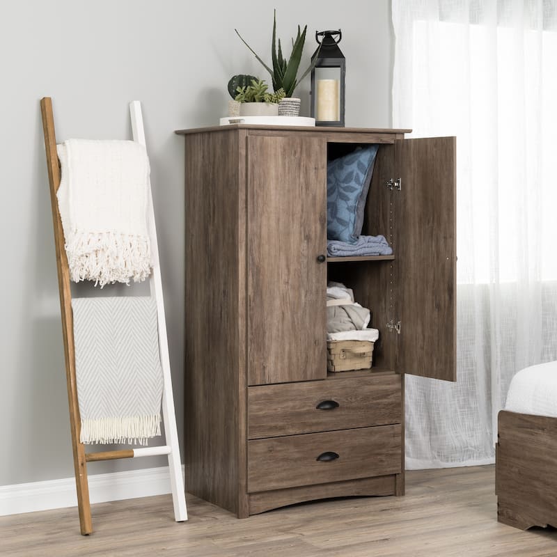 Porch & Den Commerce Black 2-drawer Armoire - 31.5" W x 58.75" H x 22" D - Drifted Gray
