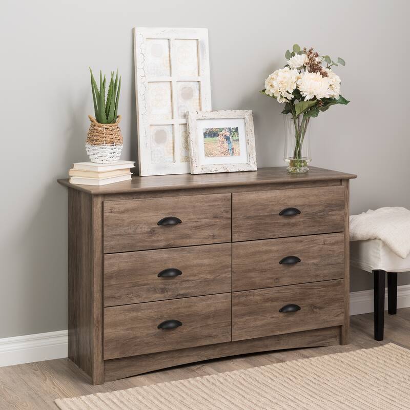 Porch & Den Commerce Black 6-drawer Condo-sized Dresser - Drifted Gray