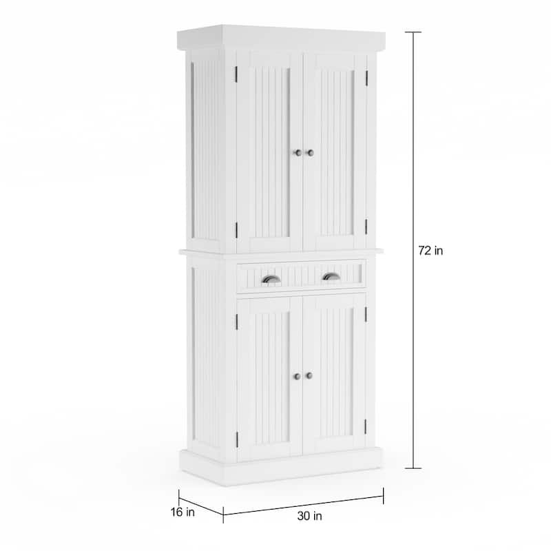 Homestyles Nantucket Sanded Off-White Pantry with Four Doors - N/A