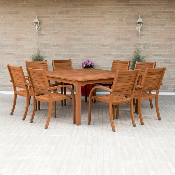 Havenside Home Tottenville 9-piece Eucalyptus Wood Square Dining Set