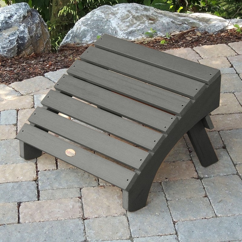 Eco-Friendly Synthetic Wood Folding Ottoman - Coastal Teak