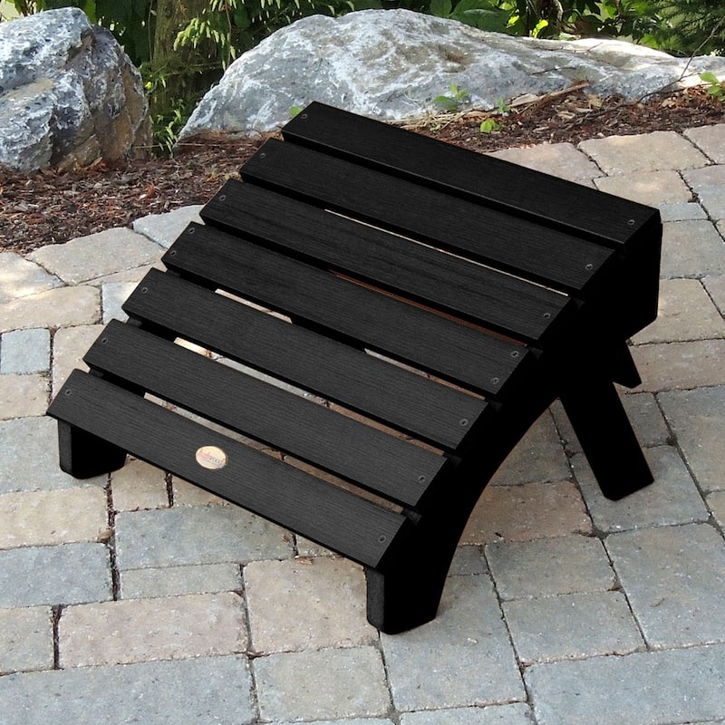 Eco-Friendly Synthetic Wood Folding Ottoman - Black