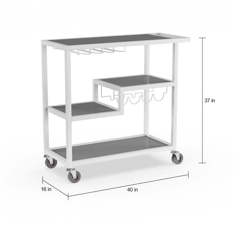 SEI Furniture Glenn White Metal Bar Cart