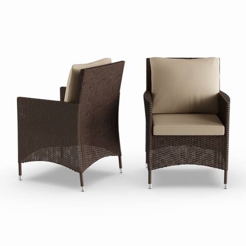 Stillwater Brown Indoor/Outdoor Arm Chairs with Beige Cushions (Set of 2) by Havenside Home