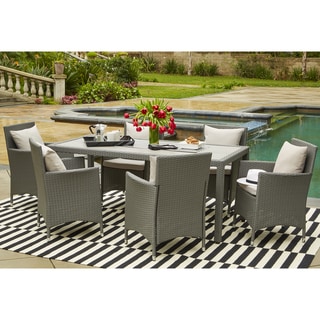 Havenside Home Stillwater Grey Indoor/Outdoor 7-piece Rectangle Dining Set with Grey Cushions