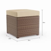 Havenside Home Stillwater 2-piece Indoor/ Outdoor Dark Brown Woven Resin Rattan Ottoman Set with Tan Cushions