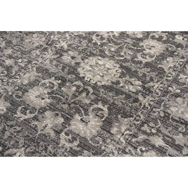 Swagger Collection Gray Floral Distress Rug