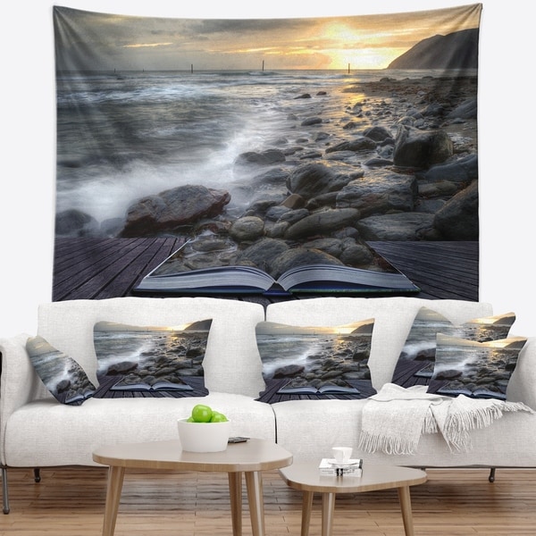 Designart 'Open Book to the Evening Sea' Contemporary Wall Tapestry