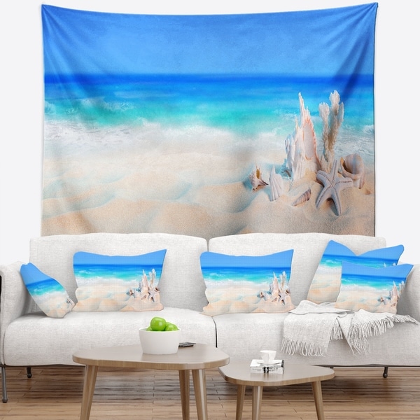 Designart 'Seashells on Seashore' Beach Photography Wall Tapestry