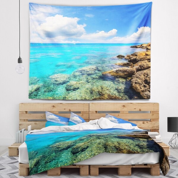Designart 'Bright Summer Day in Sea' Seascape Wall Tapestry
