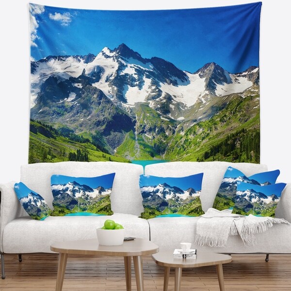 Designart 'Green Mountain Lake' Photography Wall Tapestry