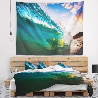 Designart 'Ocean Wave at Sunset' Photography Wall Tapestry - Bed Bath ...