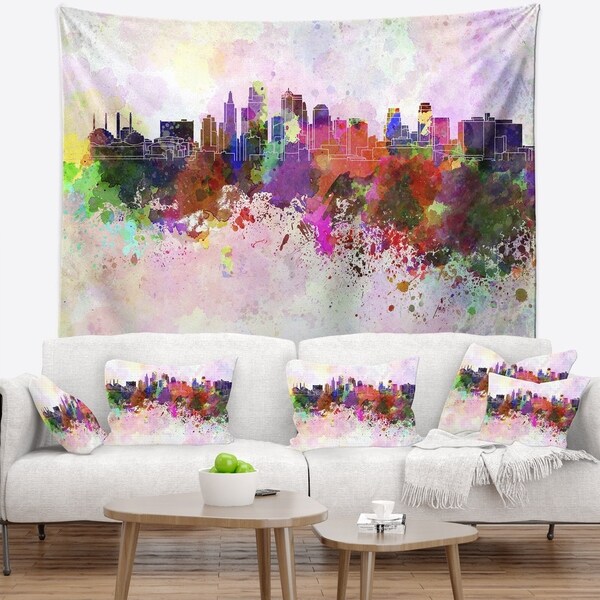 Designart 'Kansas City Skyline' Cityscape Wall Tapestry