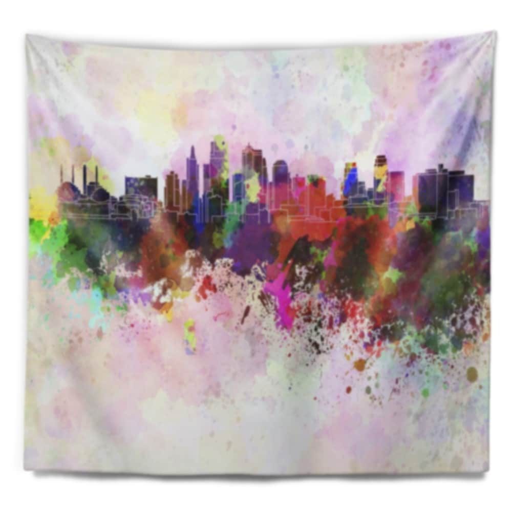 Designart 'Kansas City Skyline' Cityscape Wall Tapestry - Bed Bath 