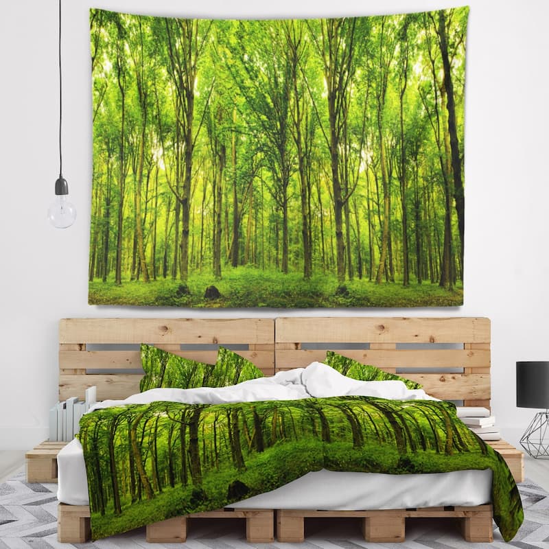 Designart 'Green Forest' Landscape Photo Wall Tapestry - 39 in. x 32 in.