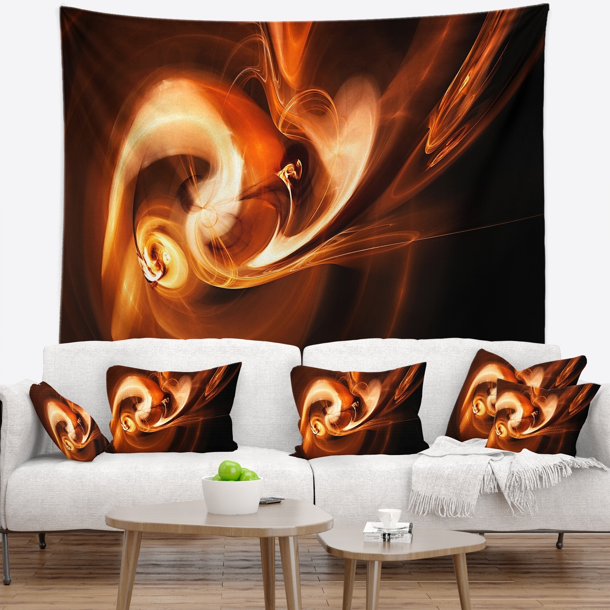 Designart TAP8058-60-50 Fractal Smoke Texture Brown Abstract Blanket D/écor Art for Home and Office Wall Tapestry Large 60 in x 50 in Created On Lightweight Polyester Fabric