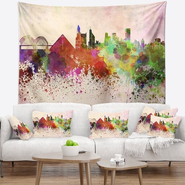 Designart 'Memphis Skyline' Cityscape Wall Tapestry