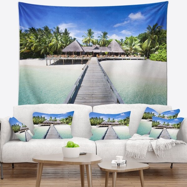 Designart 'Beach with Coconut Palm Trees' Landscape Photo Wall Tapestry