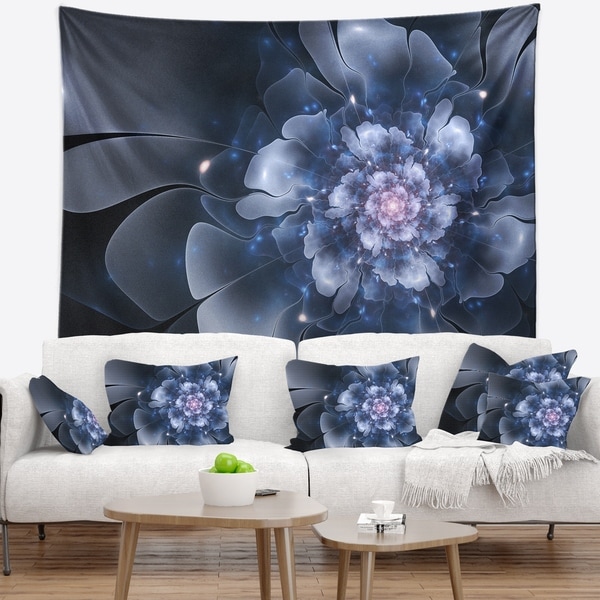 Designart 'Fractal Flower Light Blue Petals' Floral Wall Tapestry