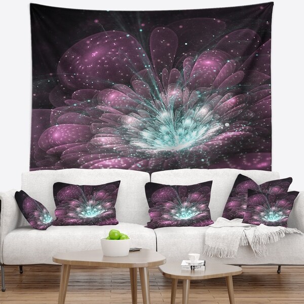Designart 'Purple Fractal Flower' Modern Floral Wall Tapestry
