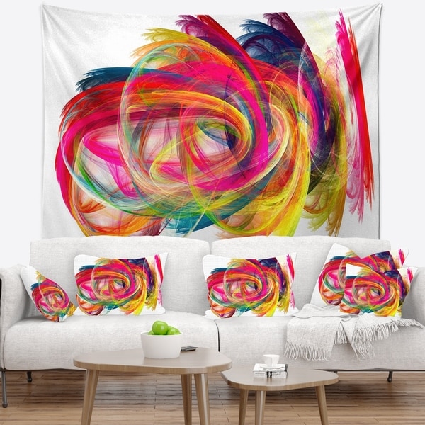 Designart Colorful Thick Strokes Abstract Wall Tapestry Bed